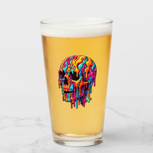 Lebhafter psychedelischer Schädel Glas (Vorne (Gefüllt))
