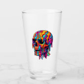 Lebhafter psychedelischer Schädel Glas (Vorderseite)