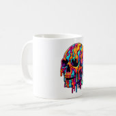Lebhafter psychedelischer Schädel Kaffeetasse (Vorderseite Links)