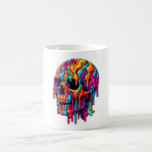 Lebhafter psychedelischer Schädel Kaffeetasse