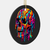 Lebhafter psychedelischer Schädel Keramik Ornament (Rechts)