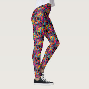 Lebhafter psychedelischer Schädel Leggings