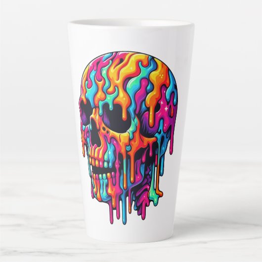 Lebhafter psychedelischer Schädel Milchtasse (Vorderseite)