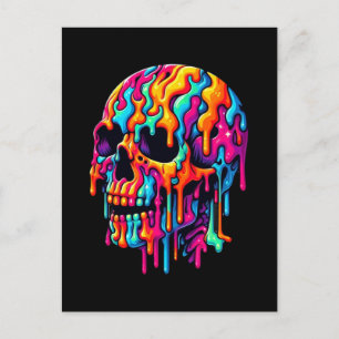 Lebhafter psychedelischer Schädel Postkarte