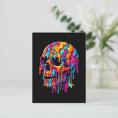 Lebhafter psychedelischer Schädel Postkarte (Stehend Vorderseite)