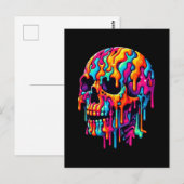 Lebhafter psychedelischer Schädel Postkarte (Vorne/Hinten)