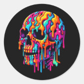 Lebhafter psychedelischer Schädel Runder Aufkleber (Vorderseite)