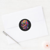 Lebhafter psychedelischer Schädel Runder Aufkleber (Umschlag)