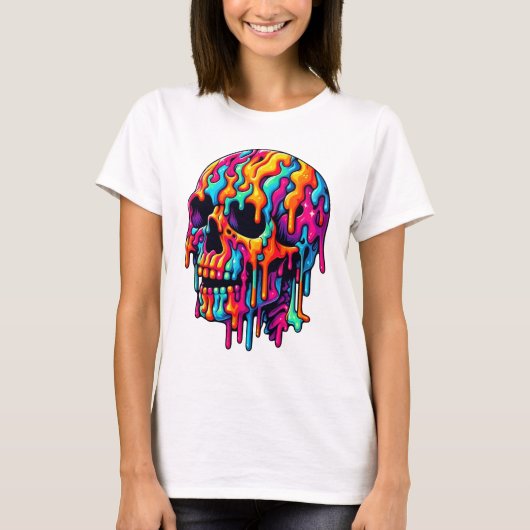 Lebhafter psychedelischer Schädel T-Shirt (Vorderseite)