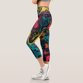 Lebhafter psychedelischer Swirl Capri Leggings
