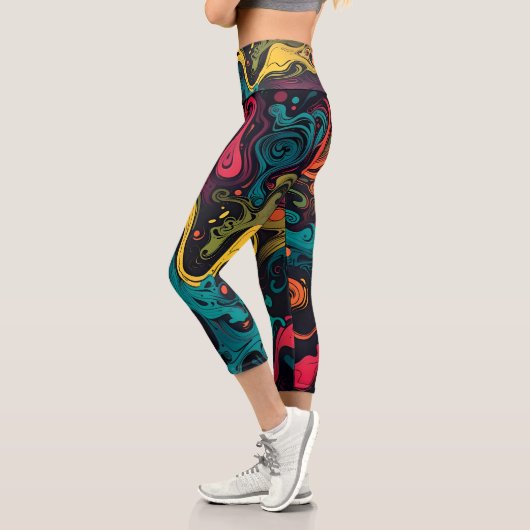 Lebhafter psychedelischer Swirl Capri Leggings (Links)