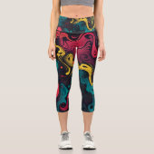 Lebhafter psychedelischer Swirl Capri Leggings (Vorderseite)