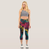 Lebhafter psychedelischer Swirl Capri Leggings (Vorderseite)