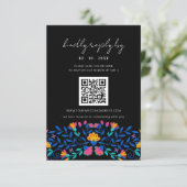 Lebhafter QR-Code für mexikanische Blumenfiesta RSVP Karte (Stehend Vorderseite)