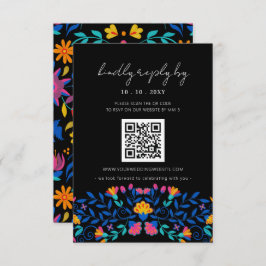 Lebhafter QR-Code für mexikanische Blumenfiesta RSVP Karte
