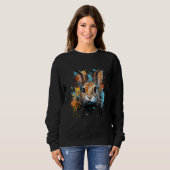Lebhafter Rabbit Portrait Hare mit Color Splashes Sweatshirt (Vorne ganz)