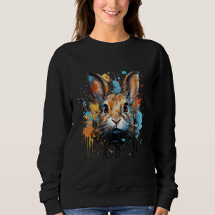 Lebhafter Rabbit Portrait Hare mit Color Splashes  Sweatshirt