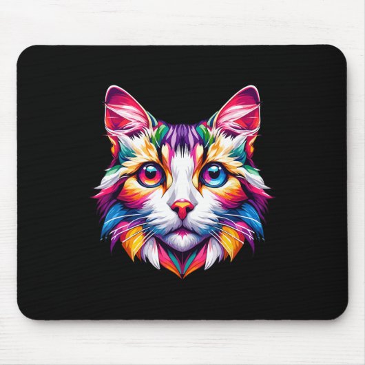 Lebhafter Rainbow Cat Cat Lovers Kitty Enthusiast Mousepad (Vorne)