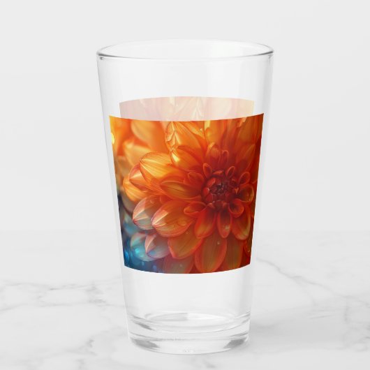 Lebhafter Red Dahlia Blume Glass Tumbler (Rückseite)