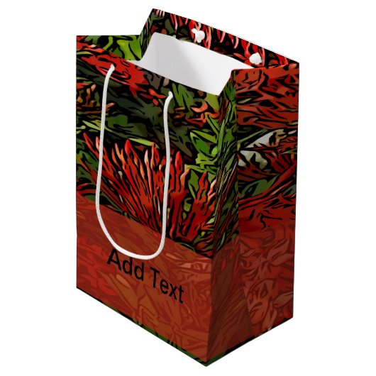 Lebhafter Red Orange Firebush Mittlere Geschenktüte (Vorderseite Schrägansicht)
