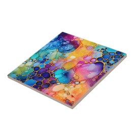 Lebhafter Regenbogen Alkohol Tinte Fliese