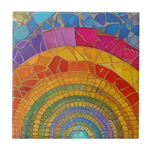 Lebhafter Regenbogen Arch Farbenfrohe Mosaikkunst Fliese