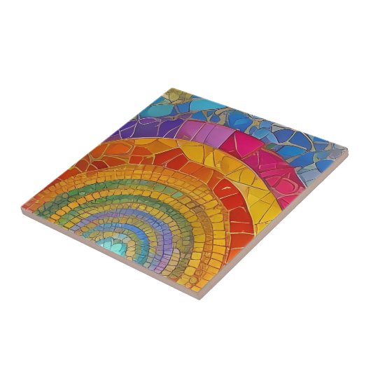 Lebhafter Regenbogen Arch Farbenfrohe Mosaikkunst Fliese (Seite)