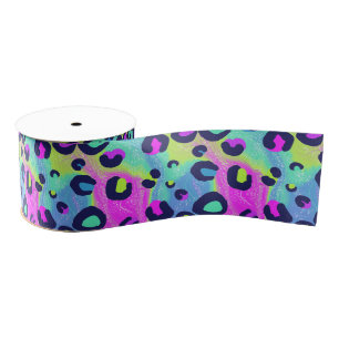 Lebhafter Regenbogen-Chetah-Druck Ripsband