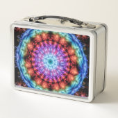 Lebhafter Regenbogen Kaleidoskop Farbenfroh Mandal Metall Brotdose (Rückseite)