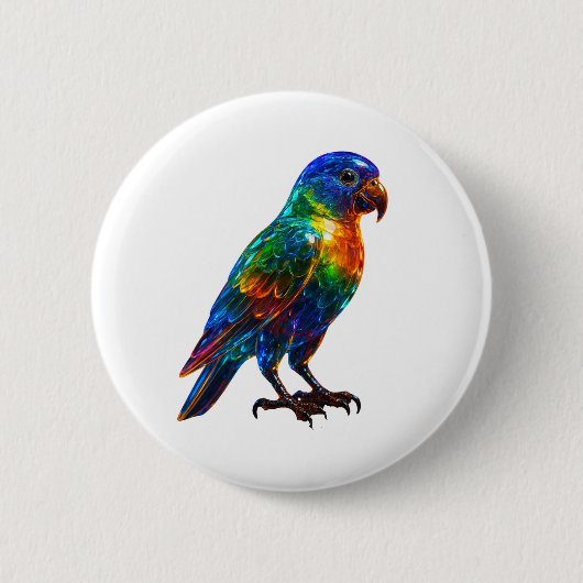 Lebhafter Regenbogen Papagei Art - Farbenfrohe Gla Button (Vorderseite)