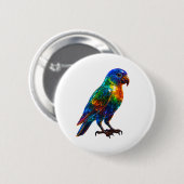 Lebhafter Regenbogen Papagei Art - Farbenfrohe Gla Button (Vorne & Hinten)