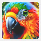 Lebhafter Regenbogen-Parrot farbenfrohe Jungle-Vog Quadratischer Aufkleber (Vorderseite)