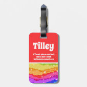 Lebhafter Regenbogen-Sparkle-Glitzer Kid's Farbblo Gepäckanhänger (Rückseite vertikal)