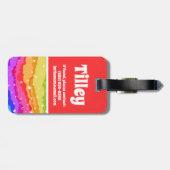 Lebhafter Regenbogen-Sparkle-Glitzer Kid's Farbblo Gepäckanhänger (Rückseite horizontal)