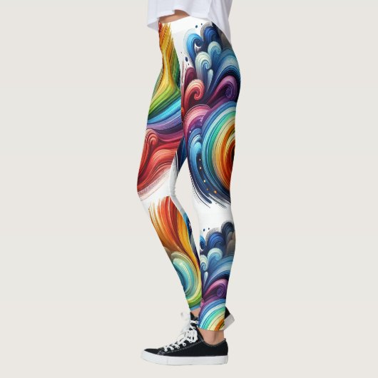 Lebhafter Regenbogen Swirl Leggings (Links)