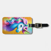 Lebhafter Regenbogen und Imitate Glitzer Unicorn Gepäckanhänger (Vorderseite horizontal)