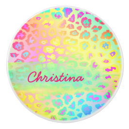 Lebhafter Regenbogenleopardenmuster individuelle N Keramikknauf