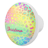 Lebhafter Regenbogenleopardenmuster individuelle N Keramikknauf (Rechts)