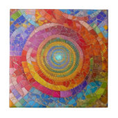 Lebhafter Regenbogenzirkel Vortex Farbenfrohe Mosa Fliese (Vorderseite)