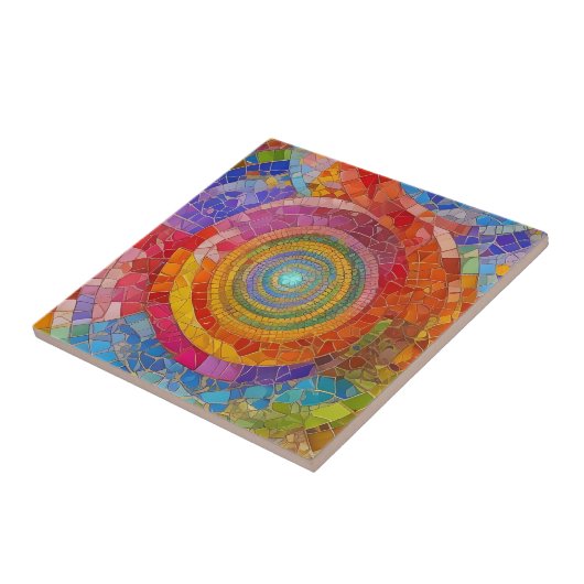 Lebhafter Regenbogenzirkel Vortex Farbenfrohe Mosa Fliese (Seite)