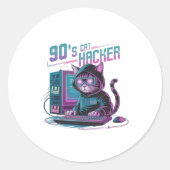 Lebhafter Retro 90er Cat Hacker Sticker (Vorderseite)