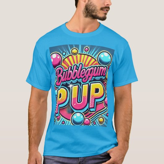 Lebhafter Retro "Bubblegum Pop" Kunst, Dichtung un T-Shirt (Vorderseite)