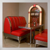 Lebhafter Retro Diner Stand - Jukebox & Neon Light Poster (Vorne)