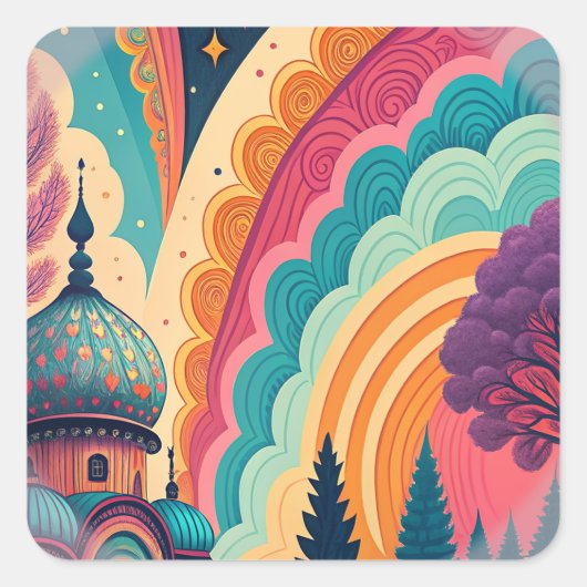 Lebhafter Retro Dreamscape Sticker - individuell a (Vorderseite)