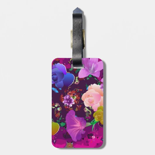 Lebhafter, rosa Abstrakter, floraler, benutzerdefi Gepäckanhänger (Rückseite vertikal)