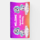 Lebhafter rosa Einhorn Geburtstag Banner (Vertikal)