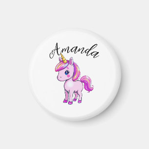 Lebhafter Rosa Einhorn Girl Name Magnet