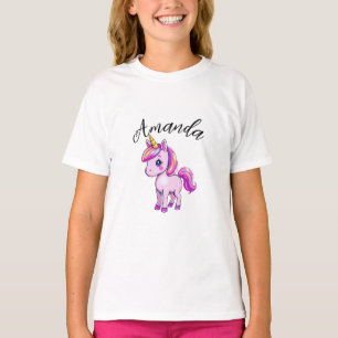 Lebhafter Rosa Einhorn Girl Name T-Shirt