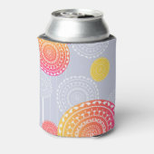 Lebhafter rosa gelber Random Mandala auf blauer Be Dosenkühler (Kanne Rückseite)