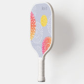 Lebhafter rosa gelber Random Mandala auf blauer Be Pickleball Schläger (Links)